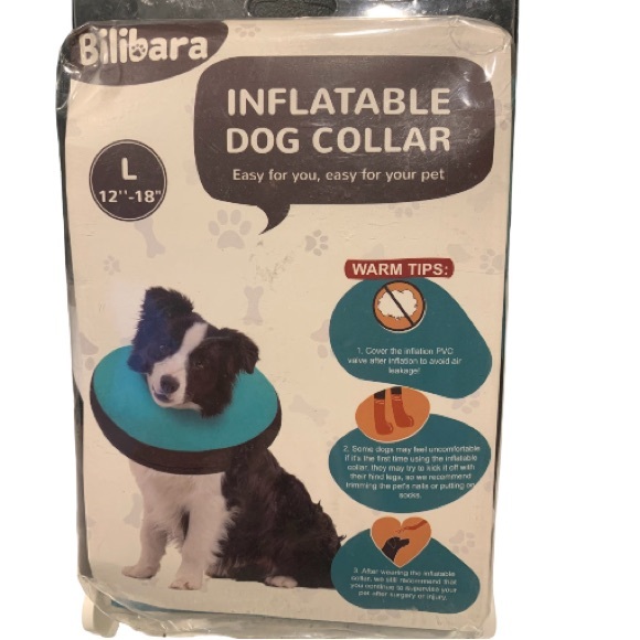 Pre-Owned Sealed Bilibara Large Inflatable Dog Collar Teal- 12"-18" Adju… - Picture 3 of 6